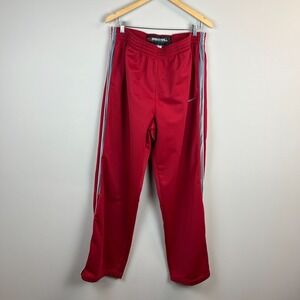 Y2K Nike Basketball Track Pants Mens XL Red Stripe Baggy Ankle Zip Sweatpants
